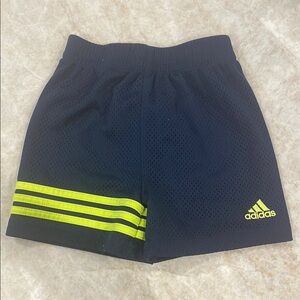 Adidas Dark Blue Shorts with Bright Yellow Stripes